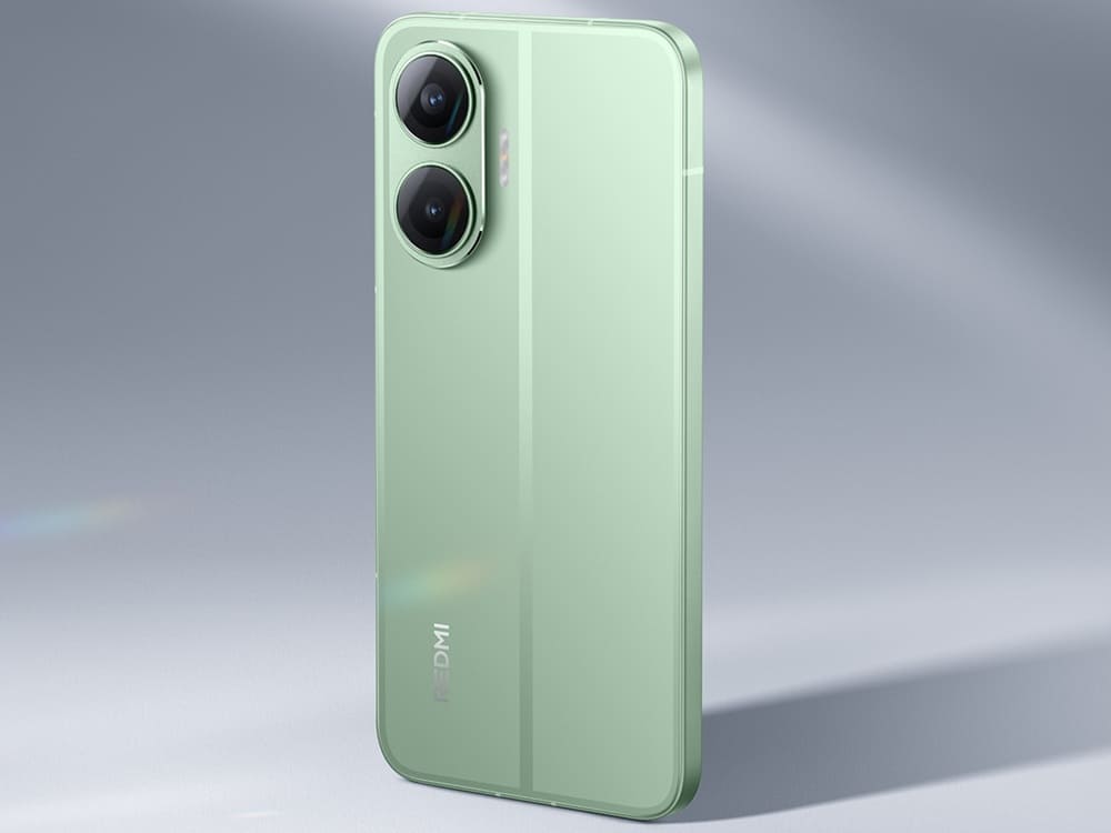 Nuevo Redmi Turbo 5 Max en color verde menta con acabado de cristal y doble sensor de cámara trasera