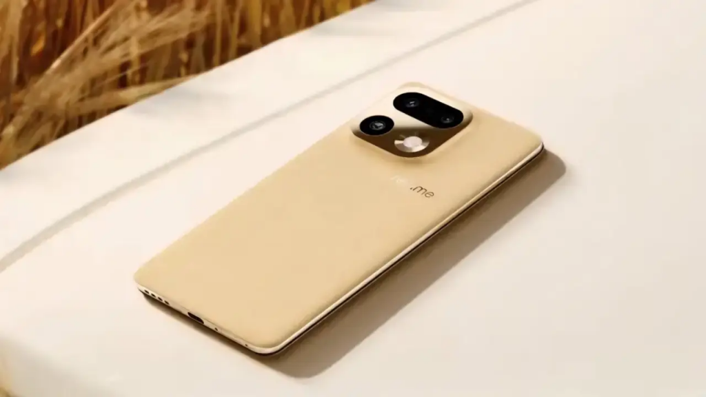 Realme 16: 7.000 mAh en un diseño Air que desafía a la gama alta 2 Diseño trasero del Realme 16 en color dorado mostrando su módulo de cámaras en forma de píldora y acabado ultrafino.